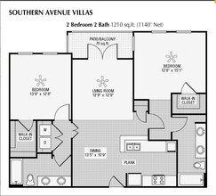 2 Bed 2 Bath 1080 SqFt (1035 Net) 2011 floor plan